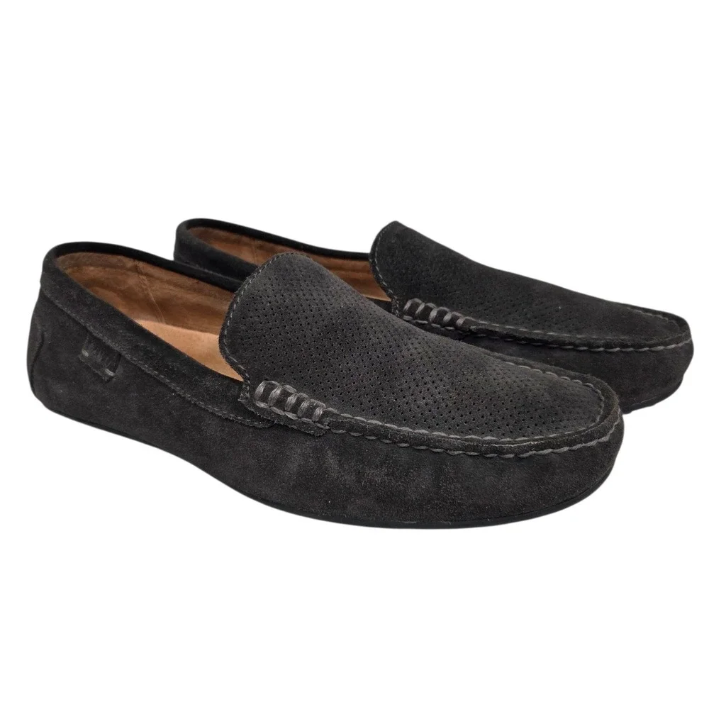 Polo Ralph Lauren Men Woodley Leather Driving Shoes 9D Loafers Dark Grey Slip On
